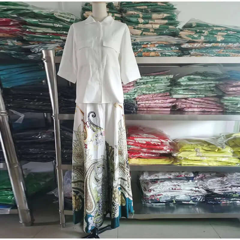 Verona - Paisley pattern palazzo trouser set-DESTINY