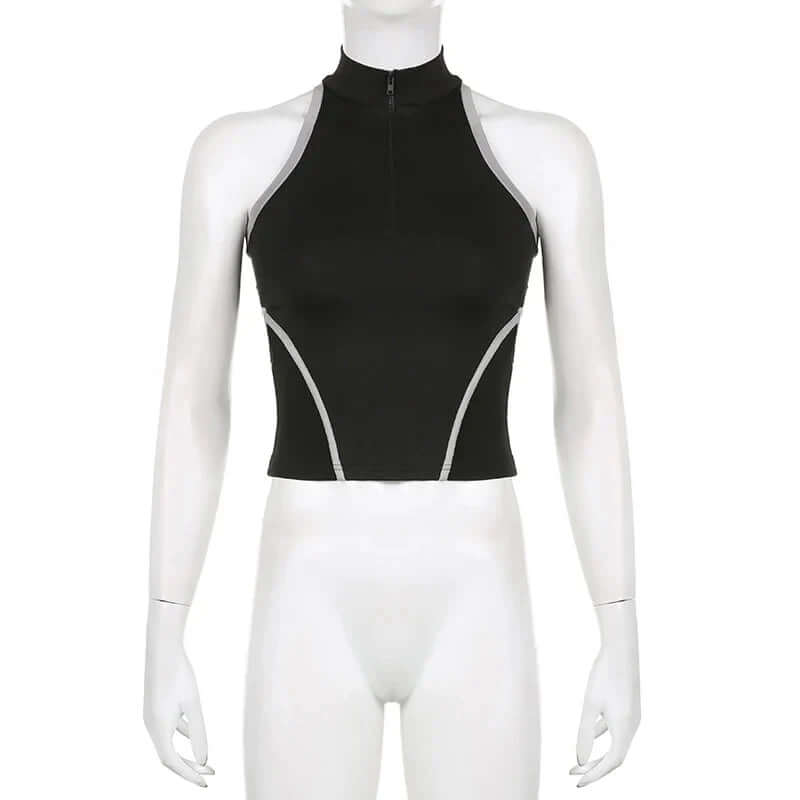 Zoe - Sporty crop top with high collar-DESTINY