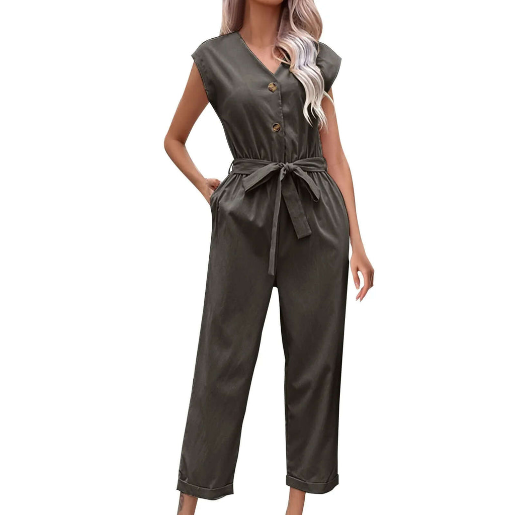Trendy short-sleeved jumpsuit with cropped trousers-DESTINY