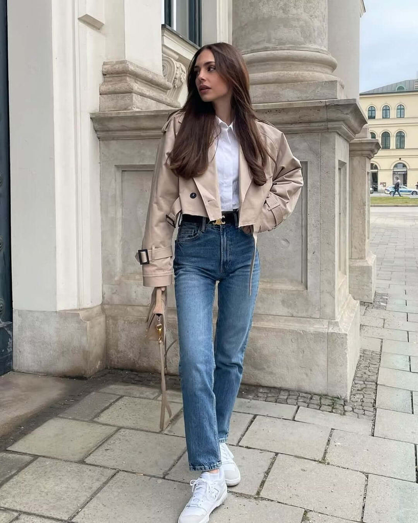 Ladies long sleeve cropped jacket with chic design-DESTINY