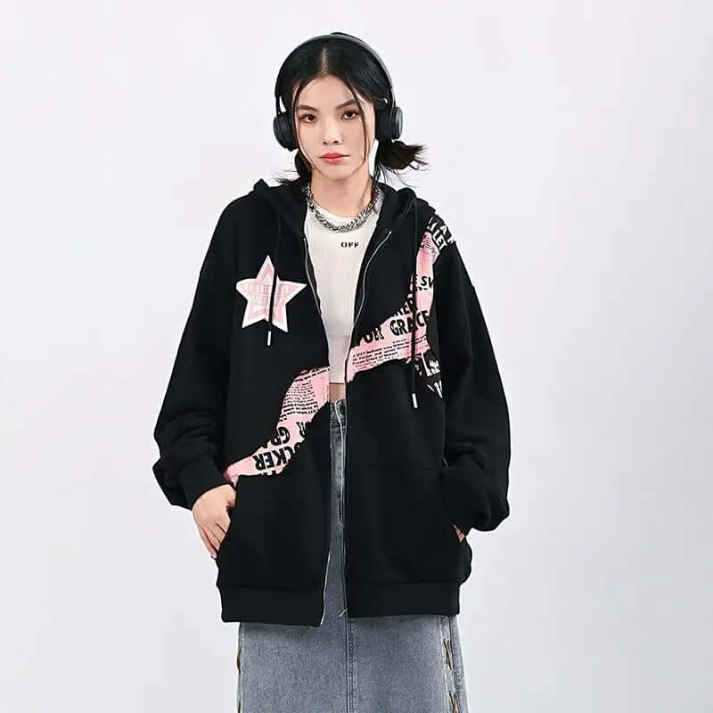 Oversized hoodie with graphic print-DESTINY