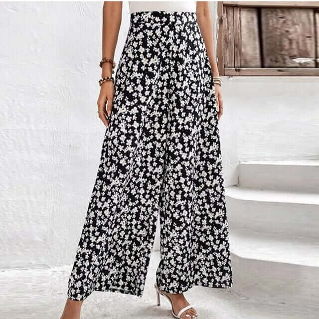 Loose trousers with floral print-DESTINY
