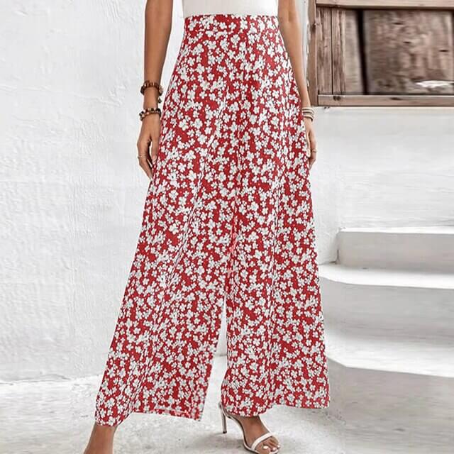 Loose trousers with floral print-DESTINY