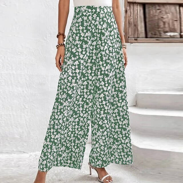 Loose trousers with floral print-DESTINY
