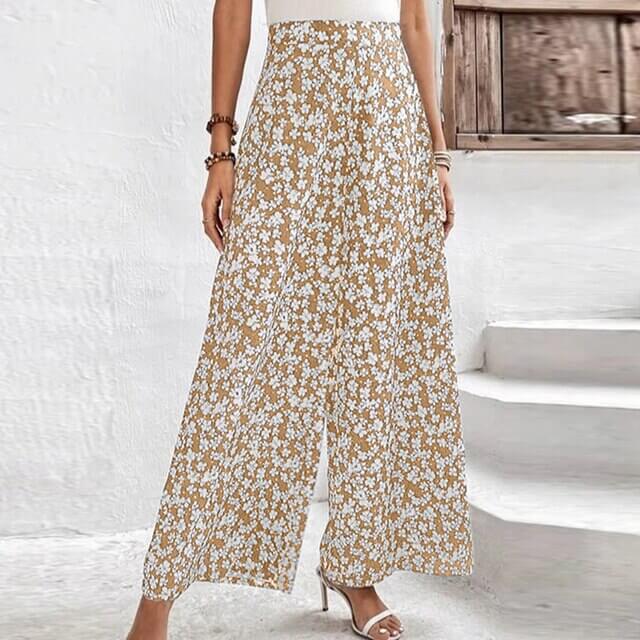 Loose trousers with floral print-DESTINY