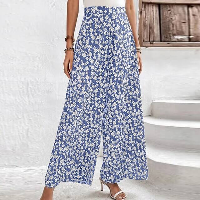 Loose trousers with floral print-DESTINY