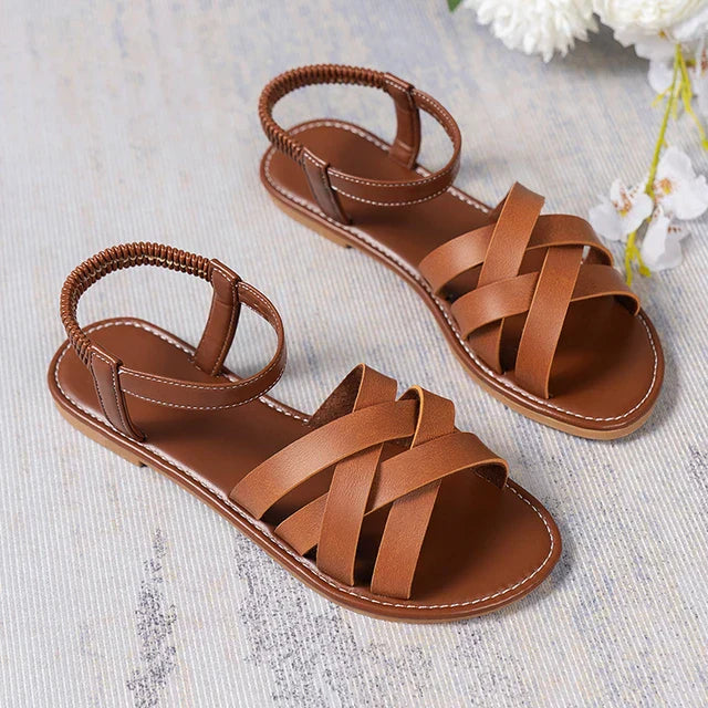 Women's summer sandals in Roman style with straps and non-slip rubber soles-DESTINY