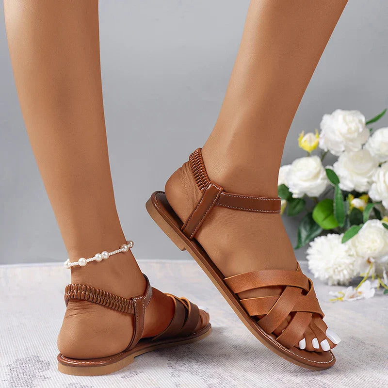 Women's summer sandals in Roman style with straps and non-slip rubber soles-DESTINY