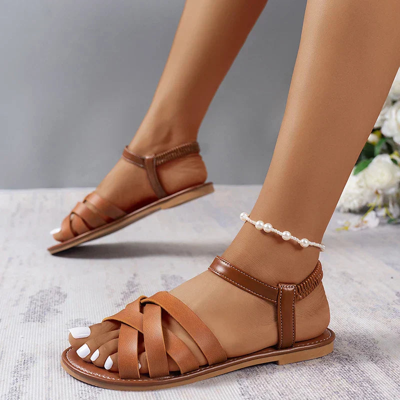 Women's summer sandals in Roman style with straps and non-slip rubber soles-DESTINY