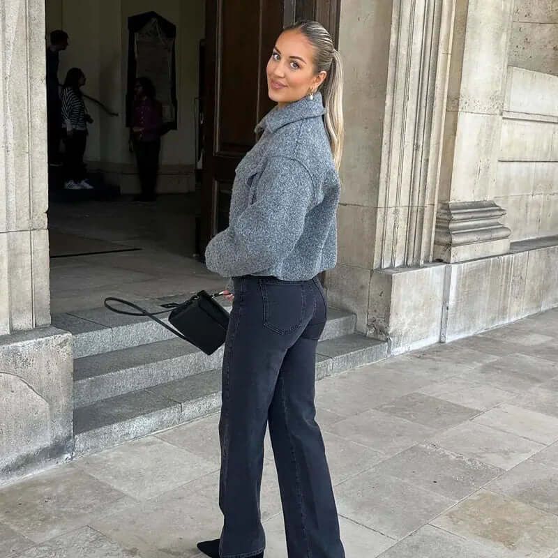 Cropped Jacket With Zipper-DESTINY