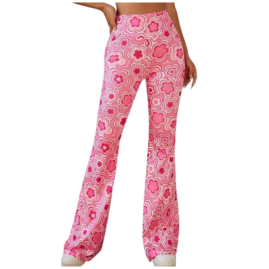 Women's High Waist Floral Flared Trousers-DESTINY