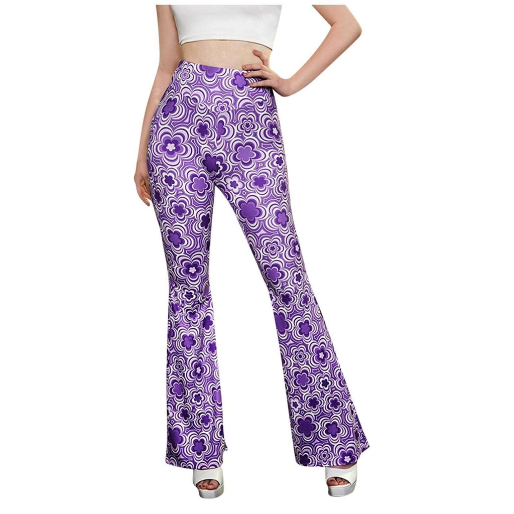 Women's High Waist Floral Flared Trousers-DESTINY