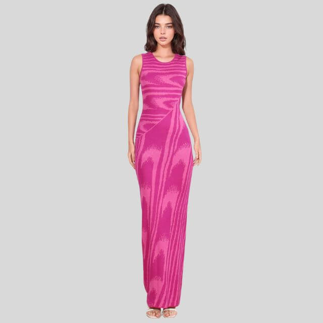 Chloe - Slim-fit velvet maxi dress with asymmetric neckline-DESTINY