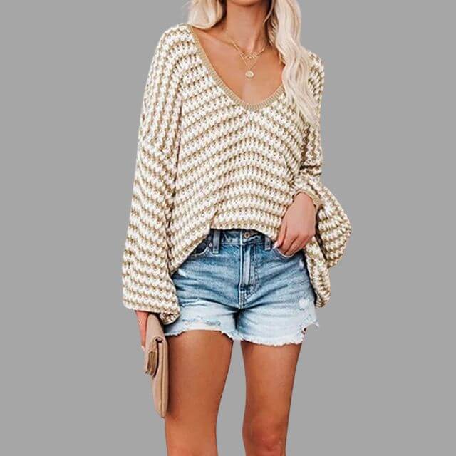 Bianca - Knitted jumper with off-the-shoulder design-DESTINY