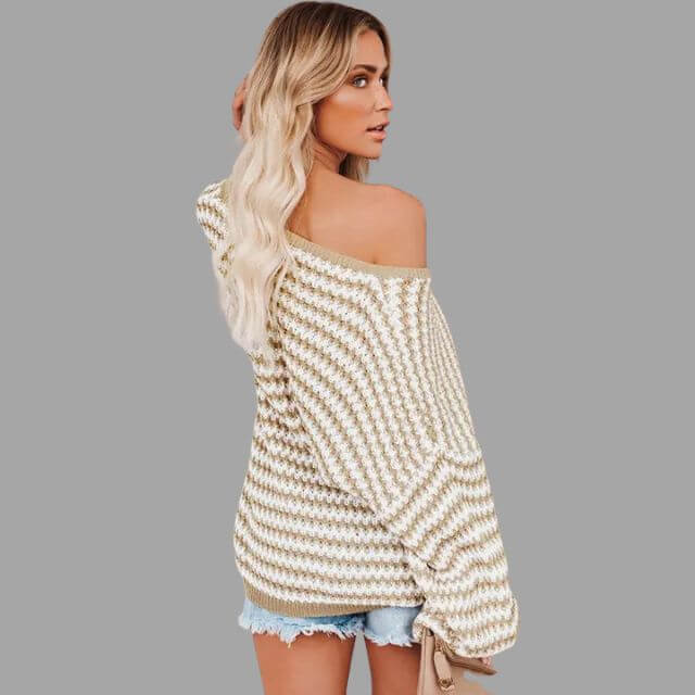 Bianca - Knitted jumper with off-the-shoulder design-DESTINY