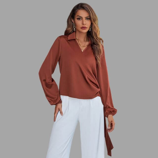 Rienna - Wrap blouse with V-neckline-DESTINY