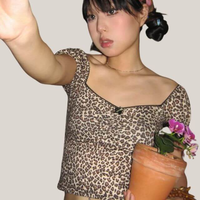 Zara - Leopard print crop top with vintage flair-DESTINY