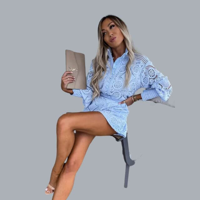 Avelina - Lace embroidery set with drawstring-DESTINY