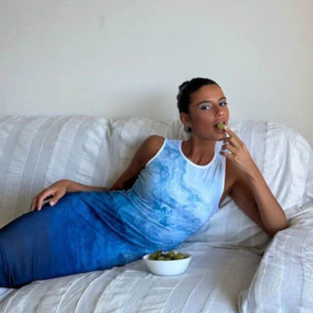 Mia - Ombre midi dress with oceanic colours-DESTINY