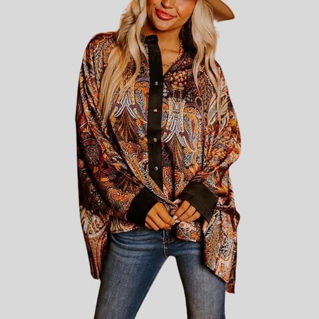 Chariz - Button-up shirt with statement sleeves-DESTINY