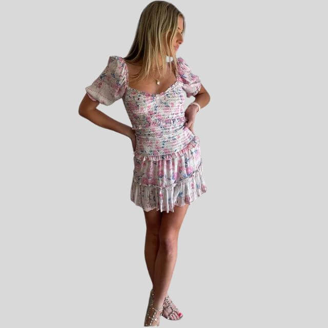 Madeline - Floral dress with puff sleeves-DESTINY