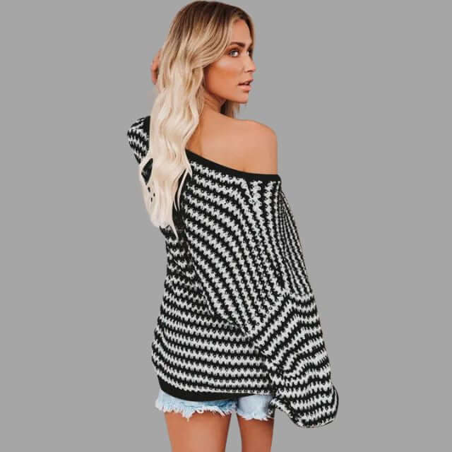 Bianca - Knitted jumper with off-the-shoulder design-DESTINY