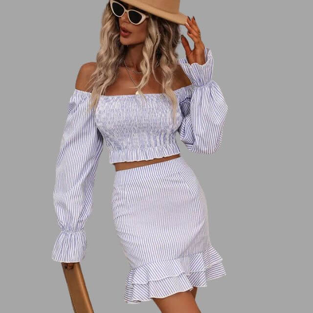 Marissa - Striped two-piece set with square neckline-DESTINY