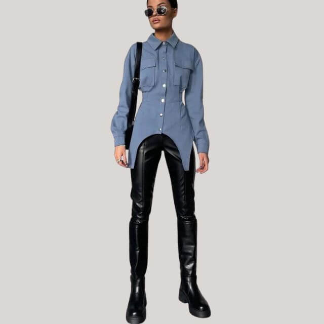 Victoria - Structured shirt with button placket-DESTINY