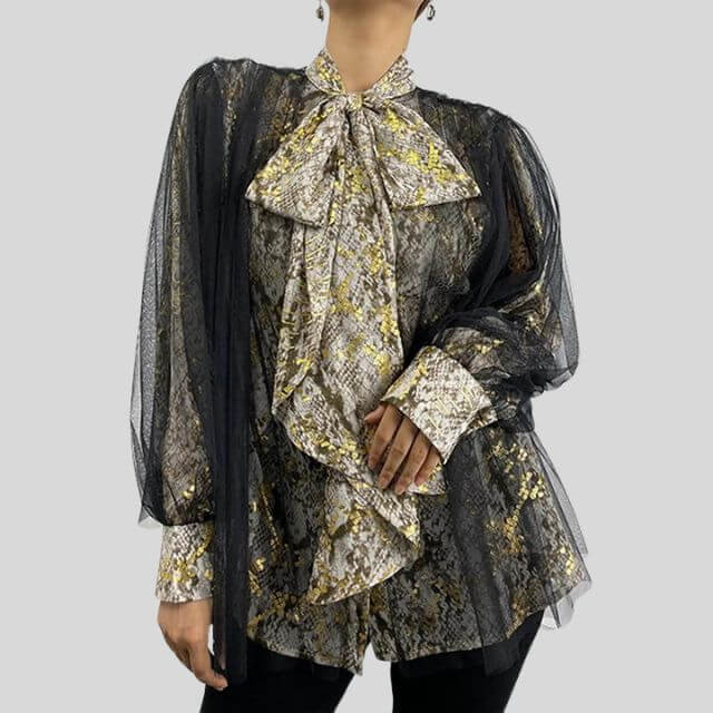 Jirah - Transparent blouse with lantern sleeves-DESTINY