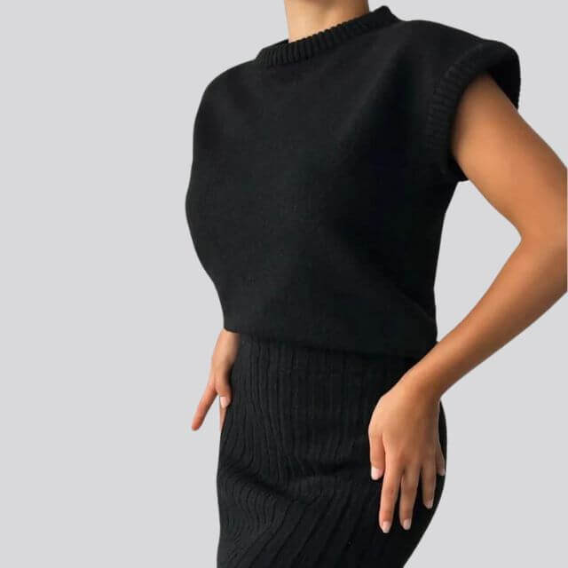Shienna - Sleeveless knit top and matching ribbed midi skirt set-DESTINY