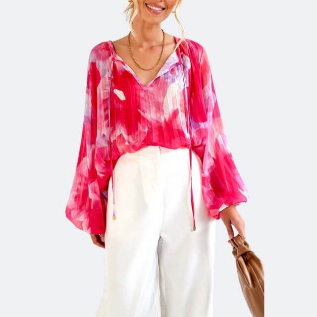 Rosalie - Transparent blouse with lantern sleeves-DESTINY