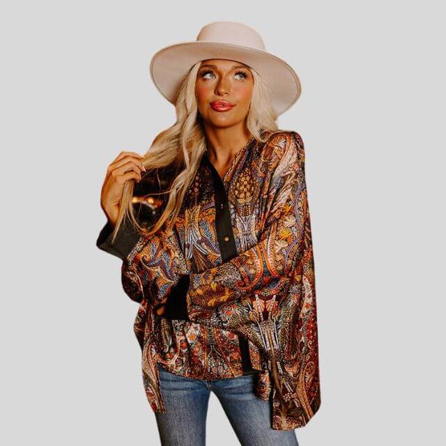 Chariz - Button-up shirt with statement sleeves-DESTINY