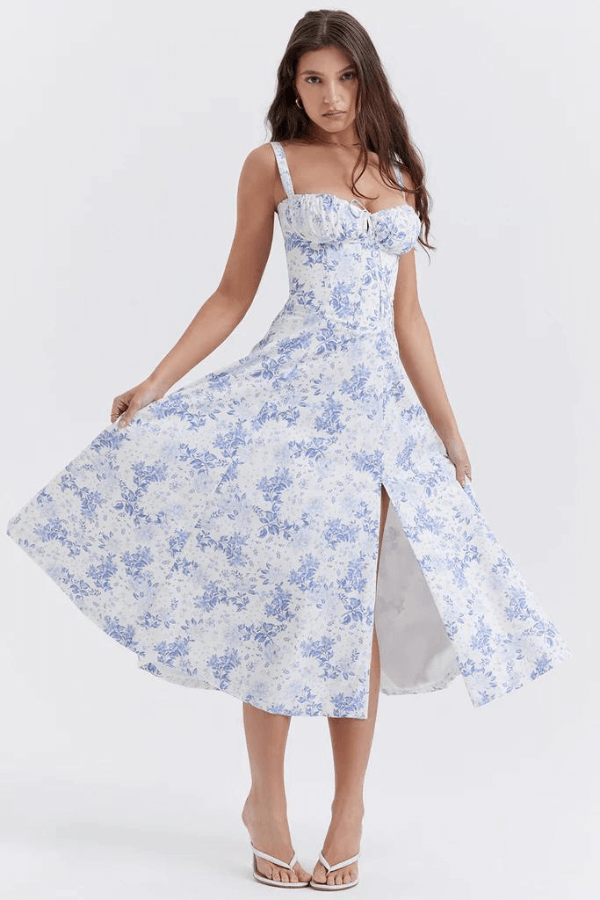 Midi Bustier Corset Sun Dress-DESTINY