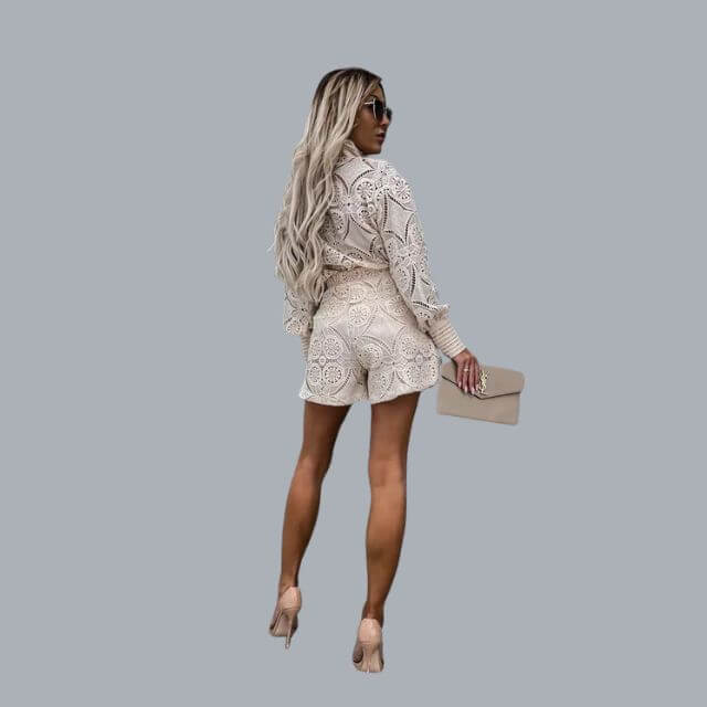 Avelina - Lace embroidery set with drawstring-DESTINY