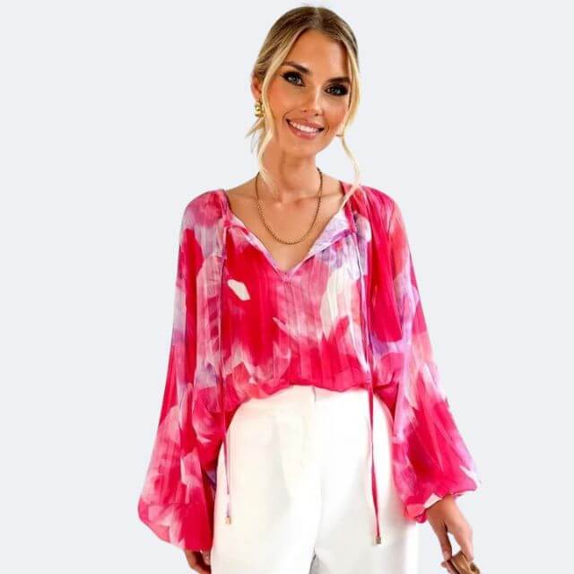 Rosalie - Transparent blouse with lantern sleeves-DESTINY