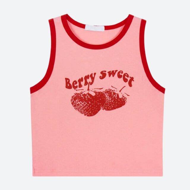 Rhea - Berry Sweet graphic crop top with contrast trim-DESTINY