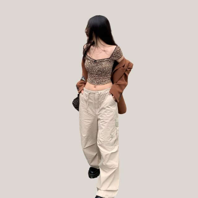 Zara - Leopard print crop top with vintage flair-DESTINY