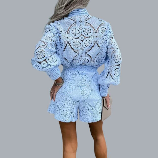 Avelina - Lace embroidery set with drawstring-DESTINY