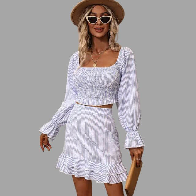 Marissa - Striped two-piece set with square neckline-DESTINY