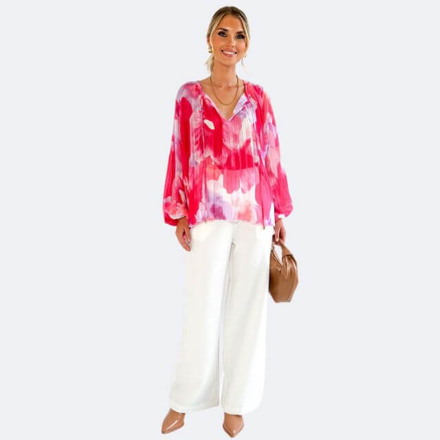 Rosalie - Transparent blouse with lantern sleeves-DESTINY