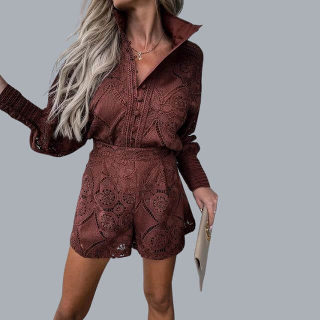 Avelina - Lace embroidery set with drawstring-DESTINY