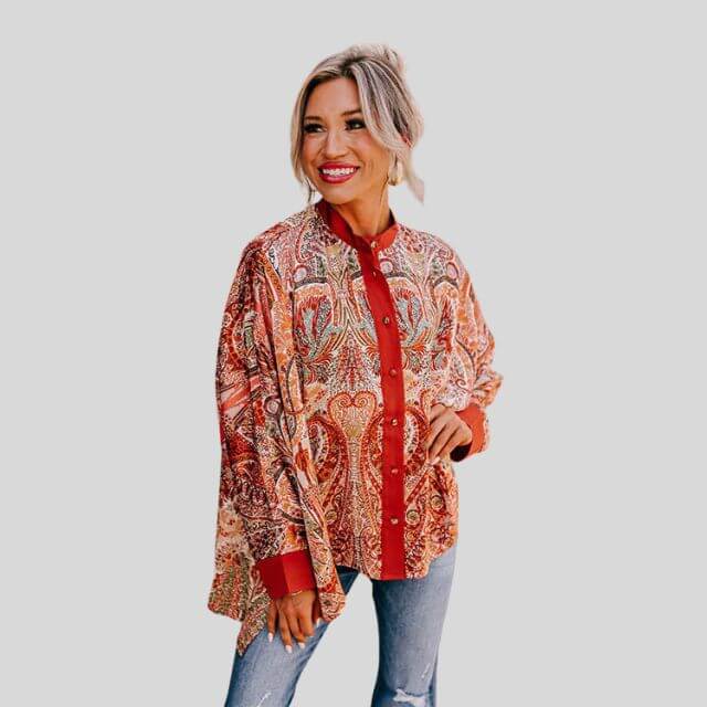 Chariz - Button-up shirt with statement sleeves-DESTINY