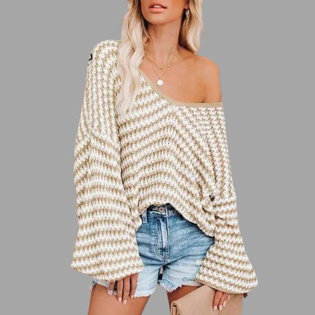 Bianca - Knitted jumper with off-the-shoulder design-DESTINY