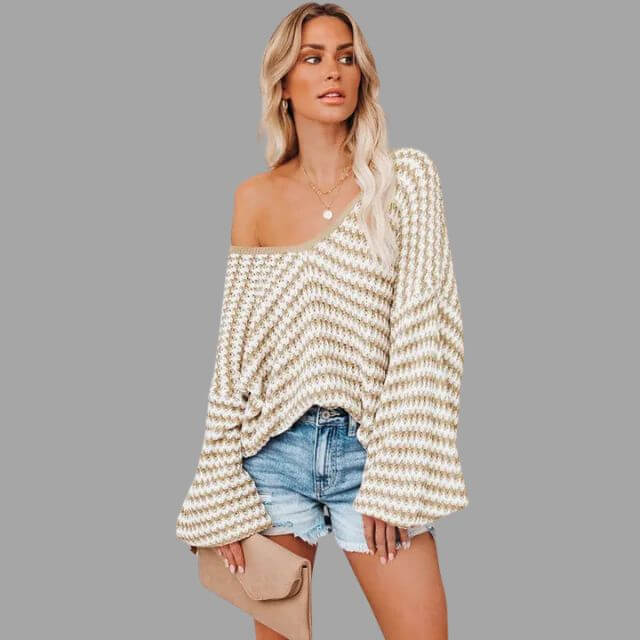 Bianca - Knitted jumper with off-the-shoulder design-DESTINY