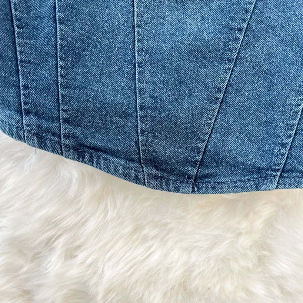 Zoey - Denim crop top with square neckline-DESTINY