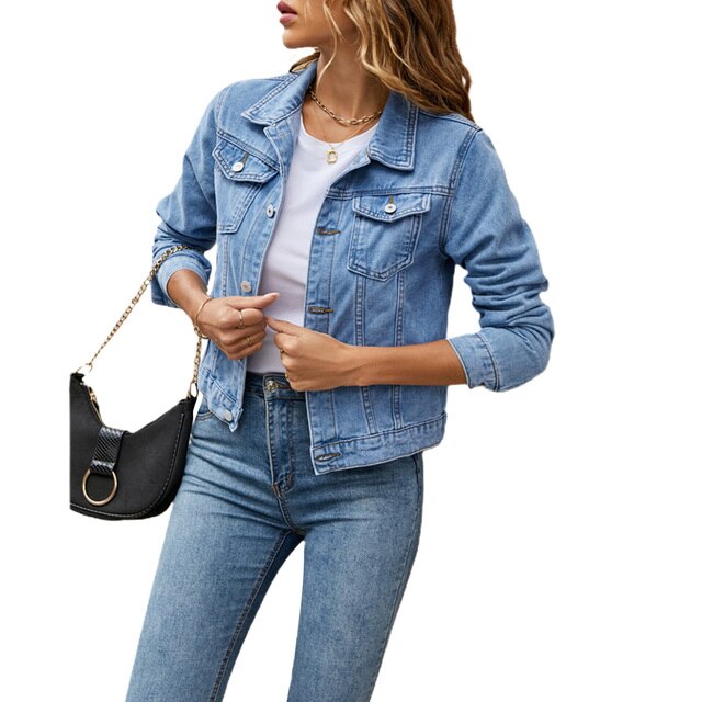 Casual denim-look jacket for women - Lightweight and breathable material-DESTINY