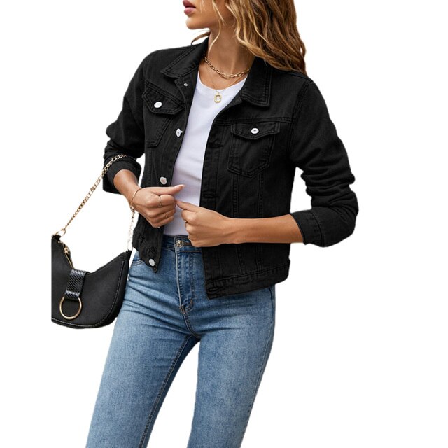 Casual denim-look jacket for women - Lightweight and breathable material-DESTINY