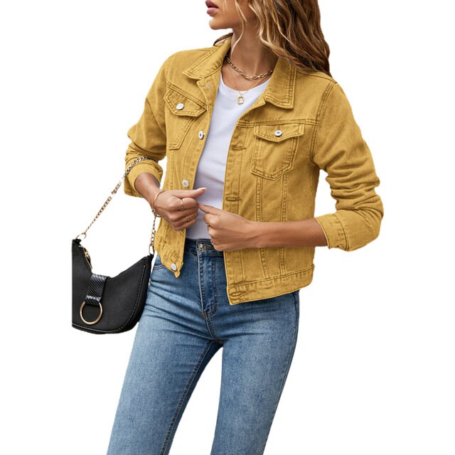 Casual denim-look jacket for women - Lightweight and breathable material-DESTINY