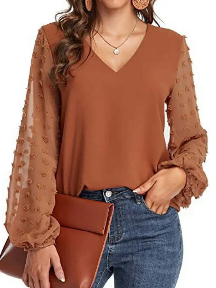 Women's V-Neck Blouse-DESTINY