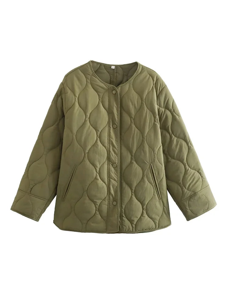 Oversized quilted jacket with press studs - Cozy and warm for winter-DESTINY